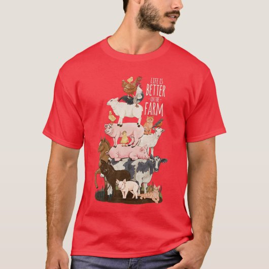 Life is Better onhe Farm Cute Animals Country Farm Tシャツ (正面)
