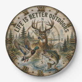Life Is Better Outdoors Hunting Fishing Wildlife ペーパープレート