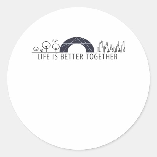 Life Is Better Together City Rainbow Artistic Desi ラウンドシール (正面)