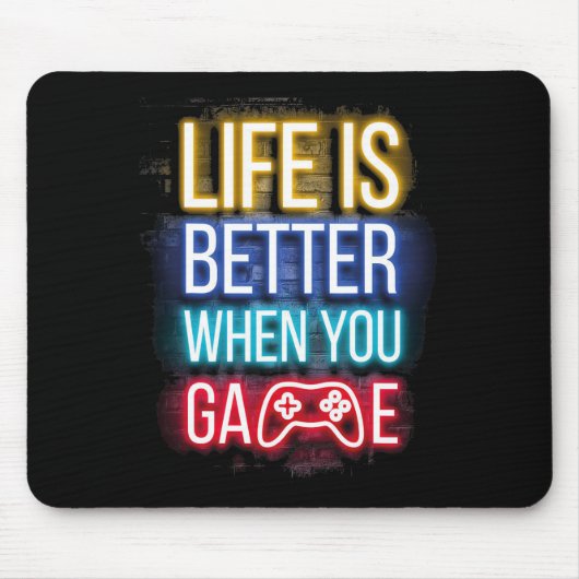 Life Is Better When U Game Controller Video Games  マウスパッド (正面)
