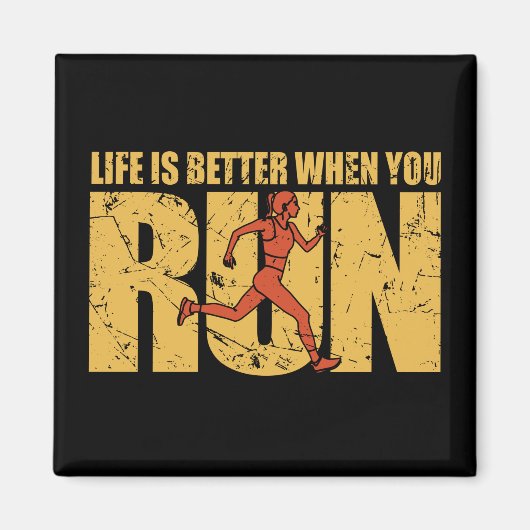 Life Is Better When You 走 - Runner Girl マグネット (正面)