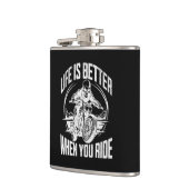 Life is Better When You Ride Motorcycle Skull フラスク (左)