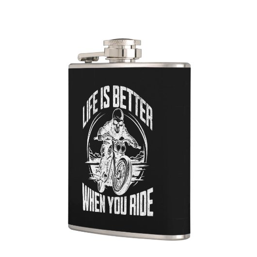 Life is Better When You Ride Motorcycle Skull フラスク (左)