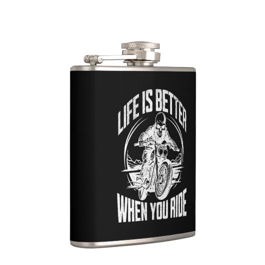 Life is Better When You Ride Motorcycle Skull フラスク (右)