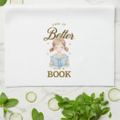Life is Better with a Book Kitchen Towel キッチンタオル (折り畳み)
