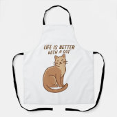 Life Is Better With a Cat – Cute Cat Lover Design エプロン (正面)