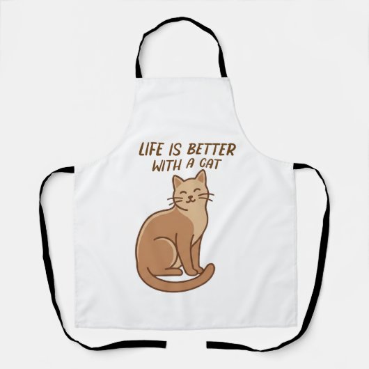Life Is Better With a Cat – Cute Cat Lover Design エプロン (正面)