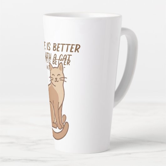 Life Is Better With a Cat – Cute Cat Lover Design カフェラテマグ (右アングル)