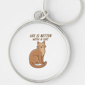 Life Is Better With a Cat – Cute Cat Lover Design キーホルダー (正面)