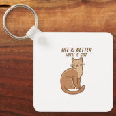 Life Is Better With a Cat – Cute Cat Lover Design キーホルダー (正面)