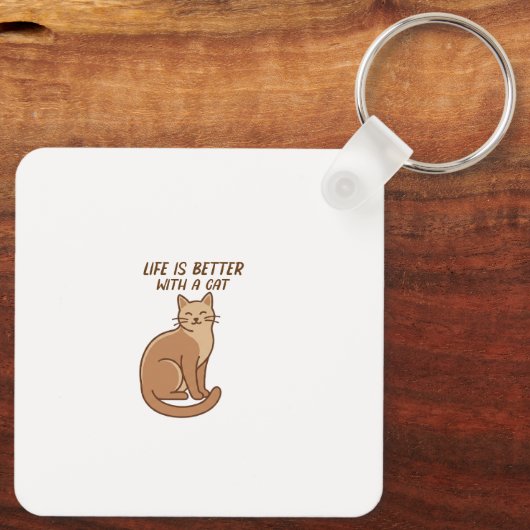 Life Is Better With a Cat – Cute Cat Lover Design キーホルダー (裏面)