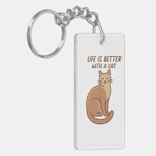 Life Is Better With a Cat – Cute Cat Lover Design キーホルダー (正面左)