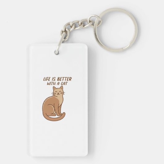 Life Is Better With a Cat – Cute Cat Lover Design キーホルダー (裏面)