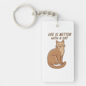 Life Is Better With a Cat – Cute Cat Lover Design キーホルダー (正面)