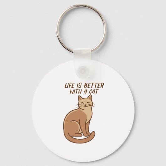 Life Is Better With a Cat – Cute Cat Lover Design キーホルダー (正面)