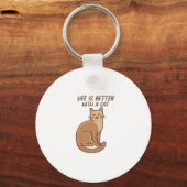 Life Is Better With a Cat – Cute Cat Lover Design キーホルダー (裏面)