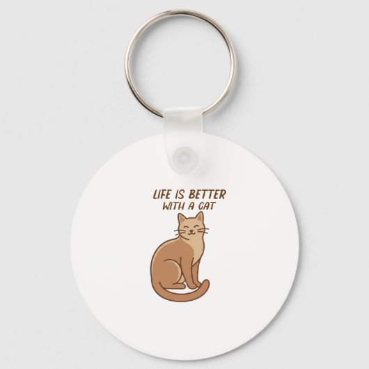Life Is Better With a Cat – Cute Cat Lover Design キーホルダー (裏面)