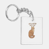 Life Is Better With a Cat – Cute Cat Lover Design キーホルダー (正面左)