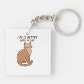 Life Is Better With a Cat – Cute Cat Lover Design キーホルダー (裏面)