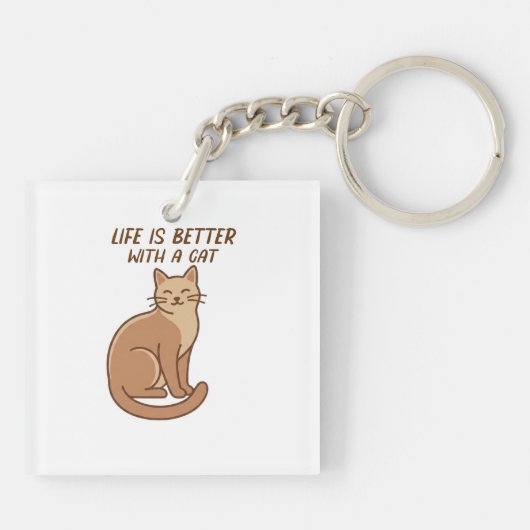 Life Is Better With a Cat – Cute Cat Lover Design キーホルダー (裏面)
