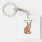 Life Is Better With a Cat – Cute Cat Lover Design キーホルダー (正面)