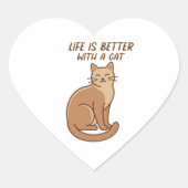 Life Is Better With a Cat – Cute Cat Lover Design ハートシール (正面)
