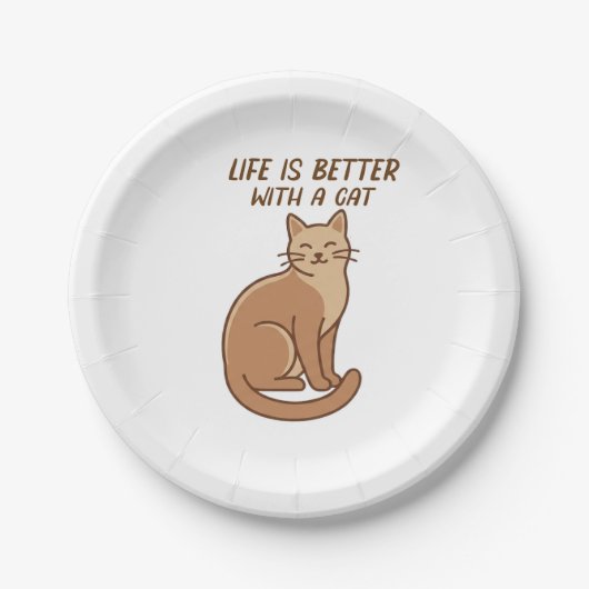 Life Is Better With a Cat – Cute Cat Lover Design ペーパープレート (正面)