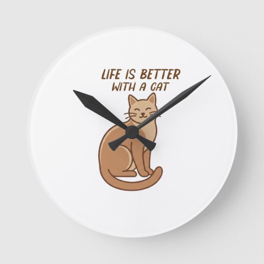 Life Is Better With a Cat – Cute Cat Lover Design ラウンド壁時計 (正面)
