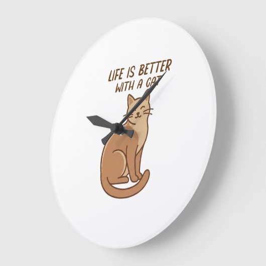 Life Is Better With a Cat – Cute Cat Lover Design ラージ壁時計 (傾斜)
