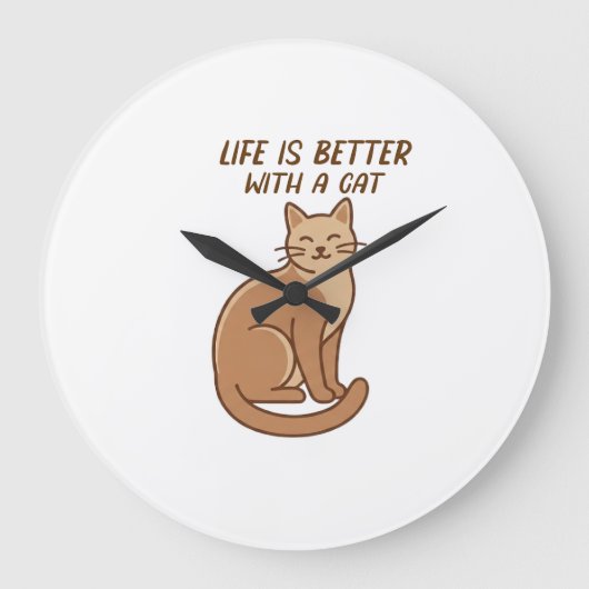 Life Is Better With a Cat – Cute Cat Lover Design ラージ壁時計 (正面)