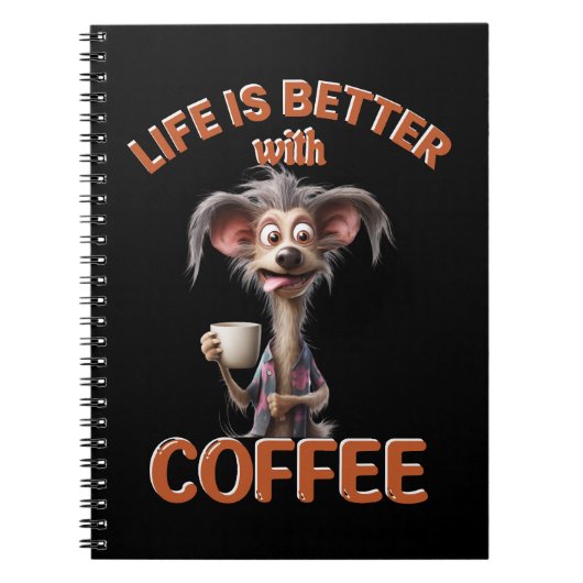 LIFE IS BETTER WITH A COFFEE, DOG ノートブック (正面)
