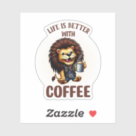 LIFE IS BETTER WITH A COFFEE, LION シール