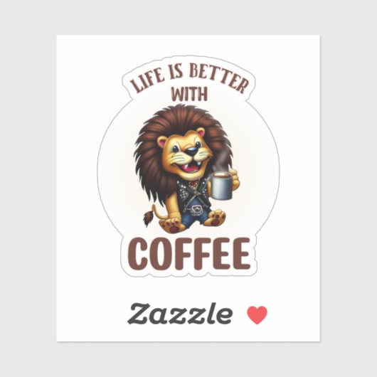 LIFE IS BETTER WITH A COFFEE, LION シール (シート)