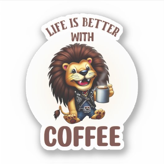 LIFE IS BETTER WITH A COFFEE, LION シール (正面)