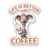 LIFE IS BETTER WITH A COFFEE, LION シール (正面)