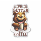 LIFE IS BETTER WITH A COFFEE, LION シール (正面)