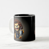 LIFE IS BETTER WITH A COFFEE, LION ツートーンマグカップ (正面左)