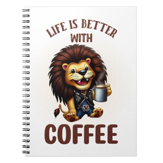 LIFE IS BETTER WITH A COFFEE, LION ノートブック (正面)
