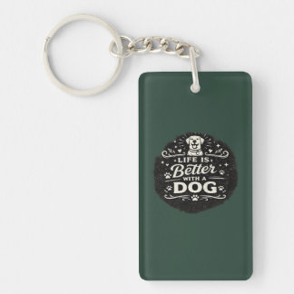 Life Is Better With a Dog – Cute Dog Lover Vintage キーホルダー
