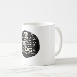 Life Is Better With a Dog – Cute Dog Lover Vintage コーヒーマグカップ