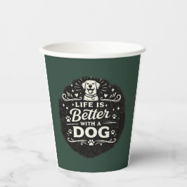 Life Is Better With a Dog – Cute Dog Lover Vintage 紙コップ