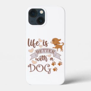 Life is Better With a Dog quote funny chihuahua iPhone 13 Miniケース