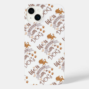 Life is Better With a Dog quote funny chihuahua iPhone 14 Plusケース