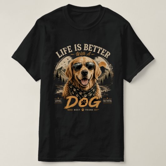 Life Is Better With a Dog Retro Dog Lover T-Shirt Tシャツ (デザイン正面)