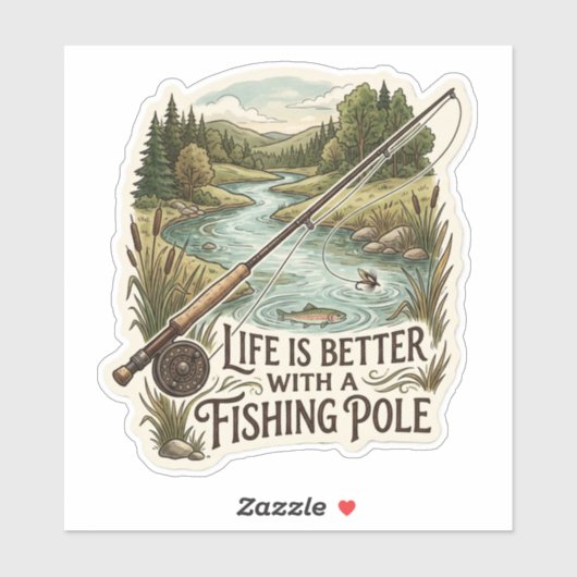 Life is better with a fishing pole シール (シート)