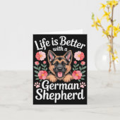Life Is Better With A German Shepherd Dog Lover  カード (黄色い花)