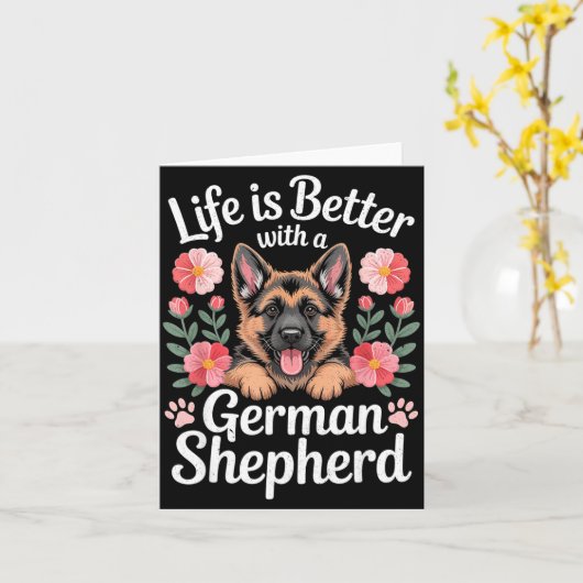 Life Is Better With A German Shepherd Dog Lover  カード (黄色い花)