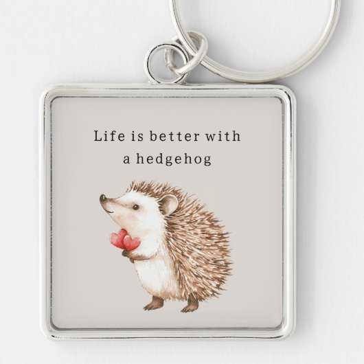 Life is better with a hedgehog hearts キーホルダー (正面)