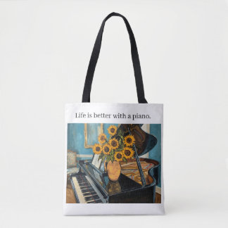 Life is better with a piano - awesome totebag! トートバッグ