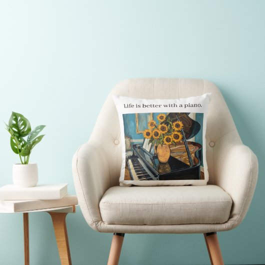 Life is better with a piano - beautiful art! クッション (椅子)